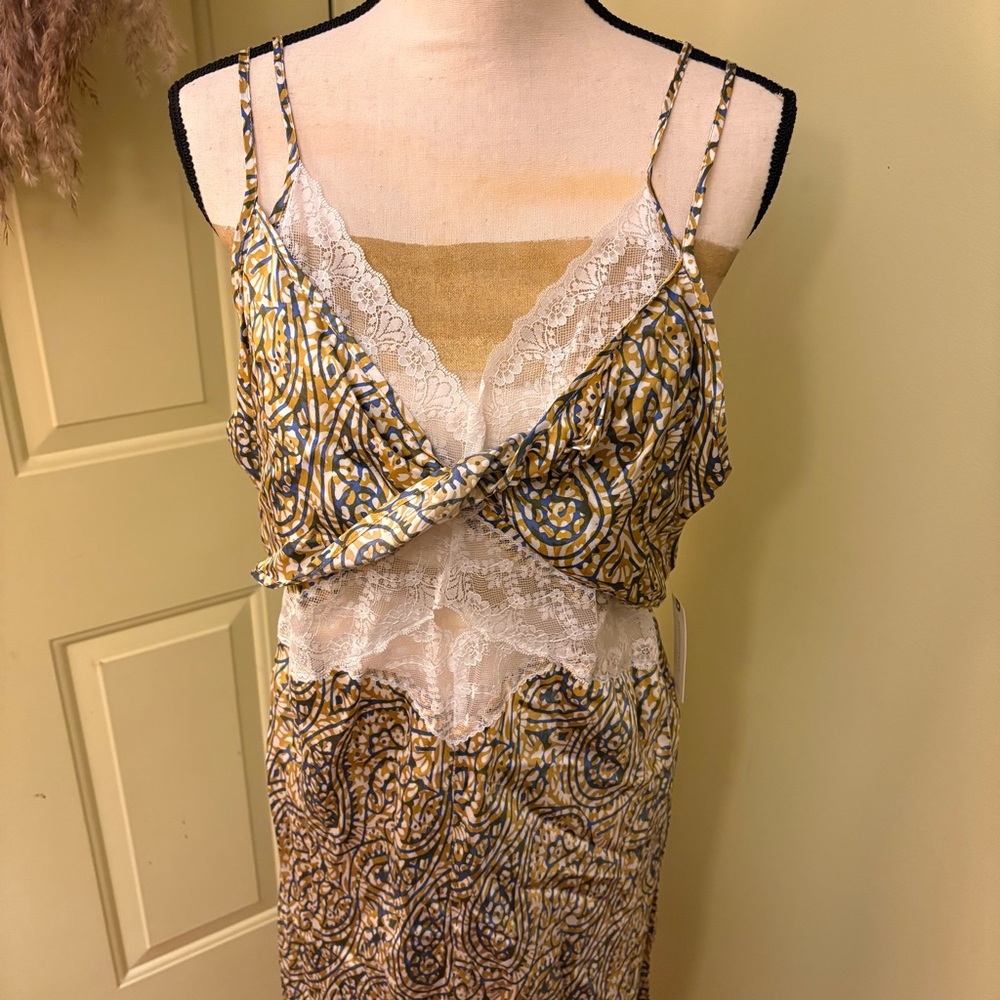 NWT ANTHRO Paisley Slip Dress size L - Picture 3 of 13